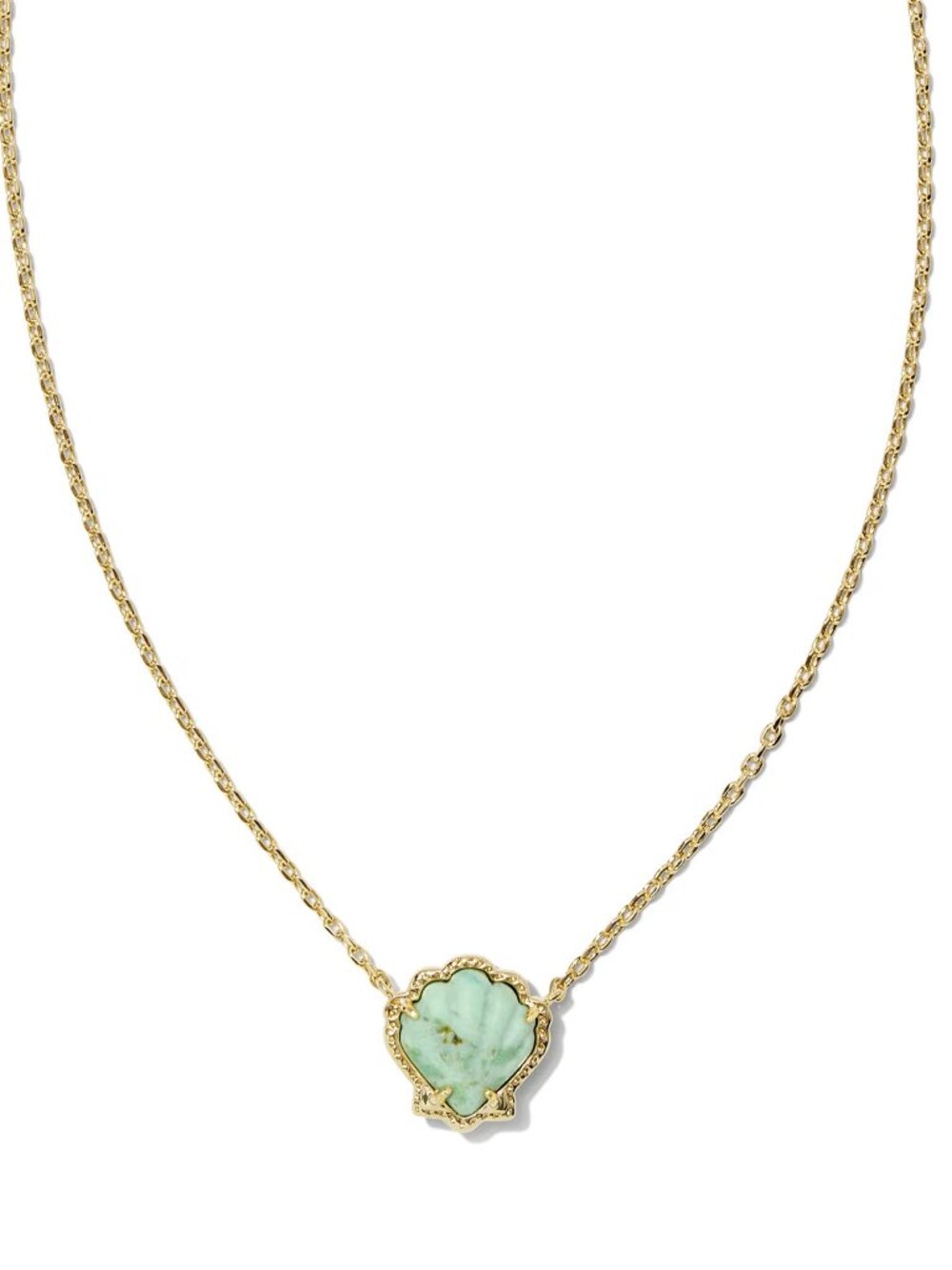 Kendra Scott Brynne Gold Shell Short Pendant Necklace in Sea Gree